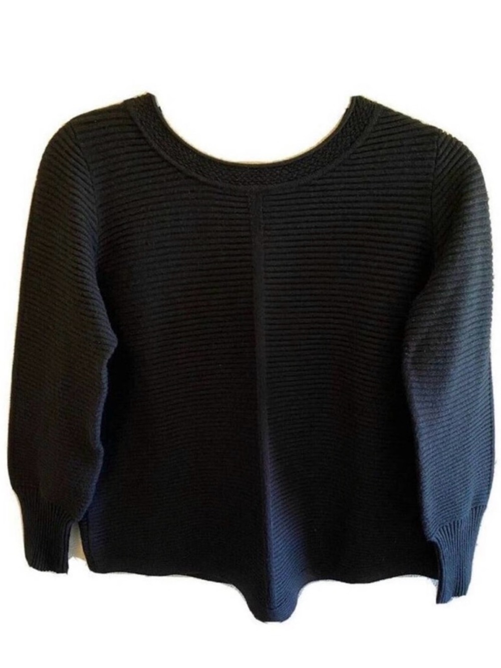 Cyrus Black Long Sleeve‎ Round Neck Ribbed Tight Knit Sweater Size Petite Medium